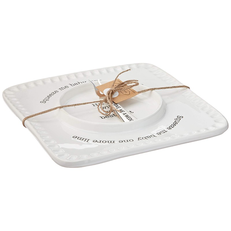 Mud Pie Lime and Salt Rimmer Margarita Set, Square, White