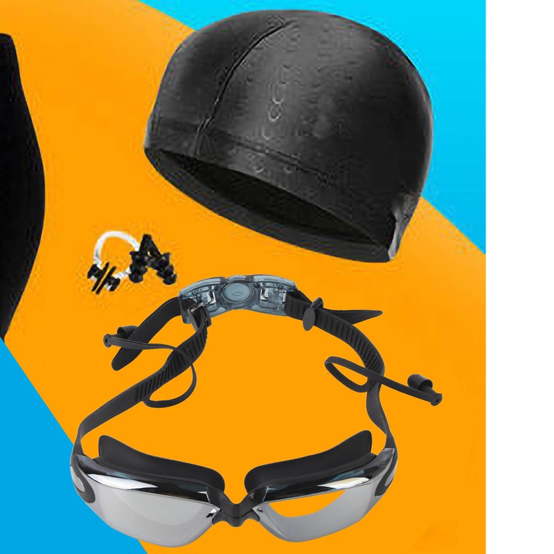Swimming Equipment Breathable Elastic Swimming Trunks Hat Nose Clip Earplug