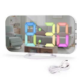 Sukeen Alarm Clocks Bedside, Alarm Clock with Dimmable LED Display, Digital Clock, Digital Alarm Clock with Colour Fonts, Alarm, Snooze, 3 Dimmer Modes, Bedside Clock for Bedroom-White