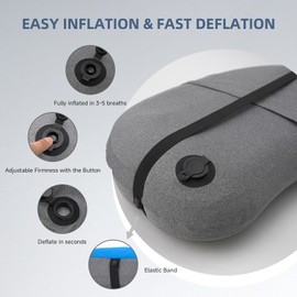 AIRSPIRIT Ultralight Camping Pillow Inflatable with Removable Washable Cover, Compact Travel Pillow for Neck Support, Hiking, Backpacking, Office, Airplane, Car & Beach - Adjustable Firmness (Blue)