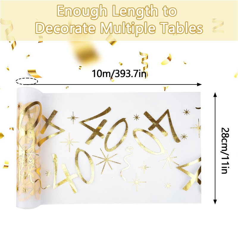 Table Runner for 40th Birthday, 28 cm x 10 m