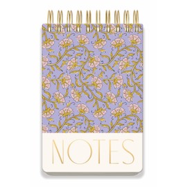 DesignWorks Large 5.75" x 8.5" Twin Wire Chunky Notepad with 192 Perforated Pages, Purple Vintage Floral