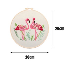 YANCAIYUNL Embroidery Kit for Beginners Flamingo Cross Stitch Embroidery Starter Kit DIY Handmade Needlework for Adults Beginner Tool Kit