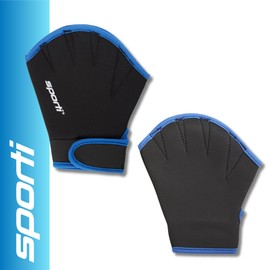 Sporti Swimming Aquatic Gloves, Neoprene Swimming Hand Gloves, Water Resistance Webbed Gloves for Diving, Fit Water Aerobics - Neoprene Webbed Fitness Gloves - Black - Small