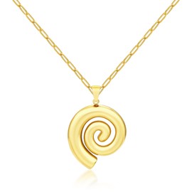 BONJOULRY Gold Seashell Pendant Necklace for Women Bohemian Spiral Swirl Pendant Necklaces Summer Beach Necklaces for Women Fashion Gold Jewelry