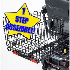 Foldable Folding Scooter Rear Basket for Golden & Pride Mobility Scooters & Powerchairs (Only Works with Scooters & Power Chairs Equipped with 1" x 1" Hitch Receiver)