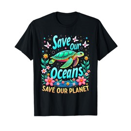Planet Save Our Oceans Sea Turtle Earth Day 2025 Environment T-Shirt