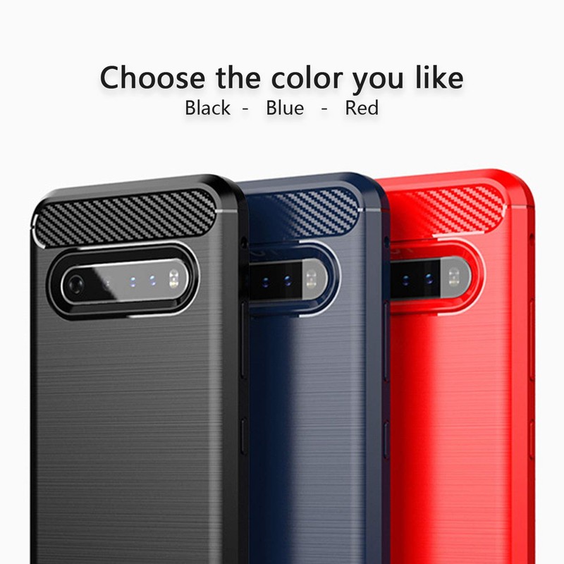 SCL Case for LG V60 ThinQ Case, [Red] Carbon Fiber