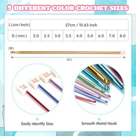 LIHAO 23PCS Aluminum Crochet Hooks Set Extra Long Crochet Needles for Beginners Knitting and Crocheting Supplies