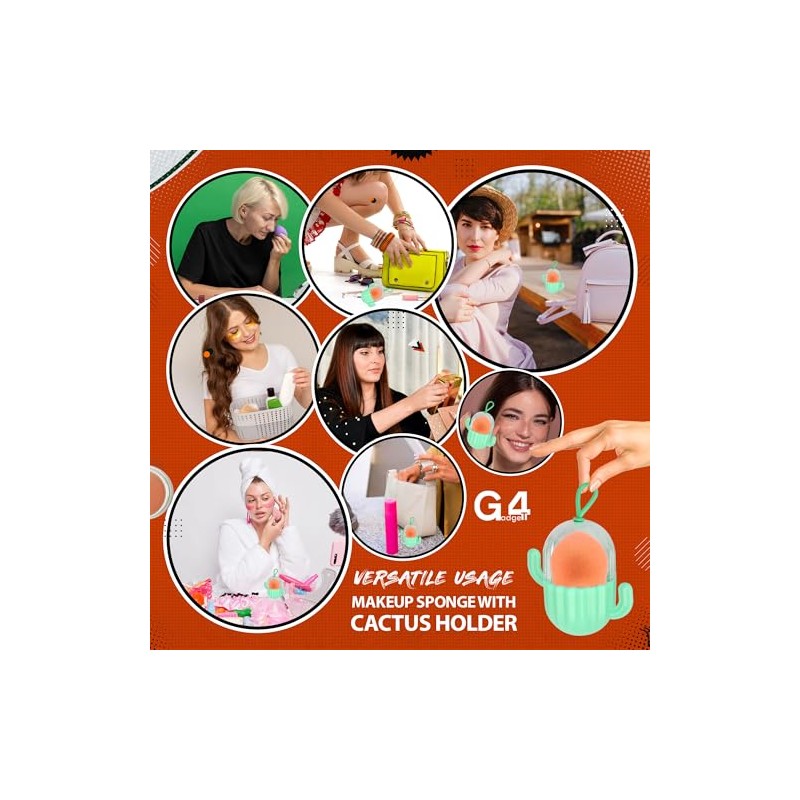 G4GADGET 1 PCS Makeup Sponge with Cactus Storage Box, Compact