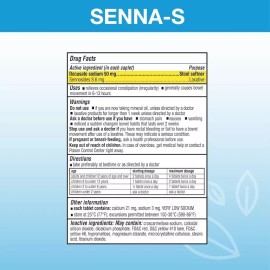 Puregen Senna-S Natural Vegetable Laxative & Docusate Sodium Dual Act 250Tab 2Pk