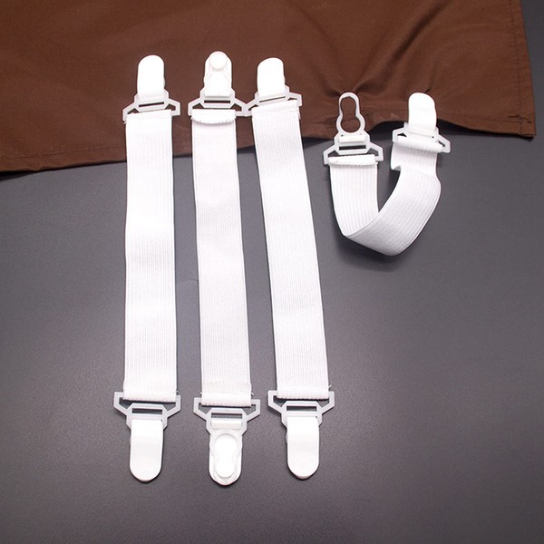 4 Pack Bed Sheet Clips, 25-40cm / 9.8-15.7in Adjustable Bed Sheet Straps Fitted Sheet Holder Straps Bed Sheet Suspenders Bed Sheet Grippers(White)