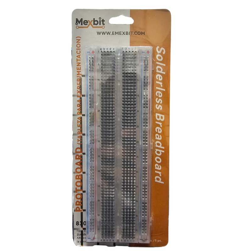 MEXBIT 2pcs Paquete 2 Protoboard Blanco 830 Puntos Transparente, proyectos