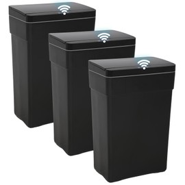 13 Gallon Trash Can Automatic Kitchen Trash Can Touch Free High-Capacity Garbage Can with Lid for Bedroom Bathroom Home Office 50 Liter (Black, 1) (3, Black)