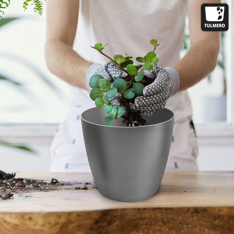 TULMERO Matte Flower Pot, Plastic Planter, Decorative Pot for Large