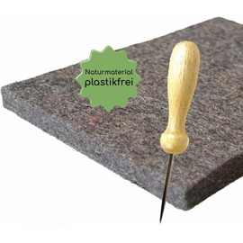 mikiprojekt® Pricking Needle Set Made of Natural Material (Pricking Needle + Felting Felt Wool) Made in Germany I Development Promoting Pricking Set Children from 4 Years I Pricking Needle for Great