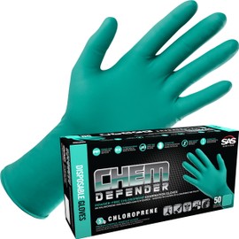 ChemDefender Powder-Free Chloroprene Disposable Gloves | 5 Mil - XL | Chemical Resistance, Textured Fingertips, Extended 12" Cuff, Single Use | for Dental & Industrial | 66594