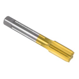 sourcing map Metric Machine Thread Milling Tap M14 x 1.25 H2 Titanium Coated (Ti-Coated) High Speed Steel 4 Straight Flutes Screw Thread Tapping Threading Machinist Repair DIY Tool