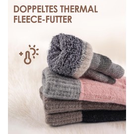 FORVEVO Women's Winter Gloves with Fleece Lining, Touchscreen Warm Soft Knitted Gloves, Thermal Winter Gloves Women, black