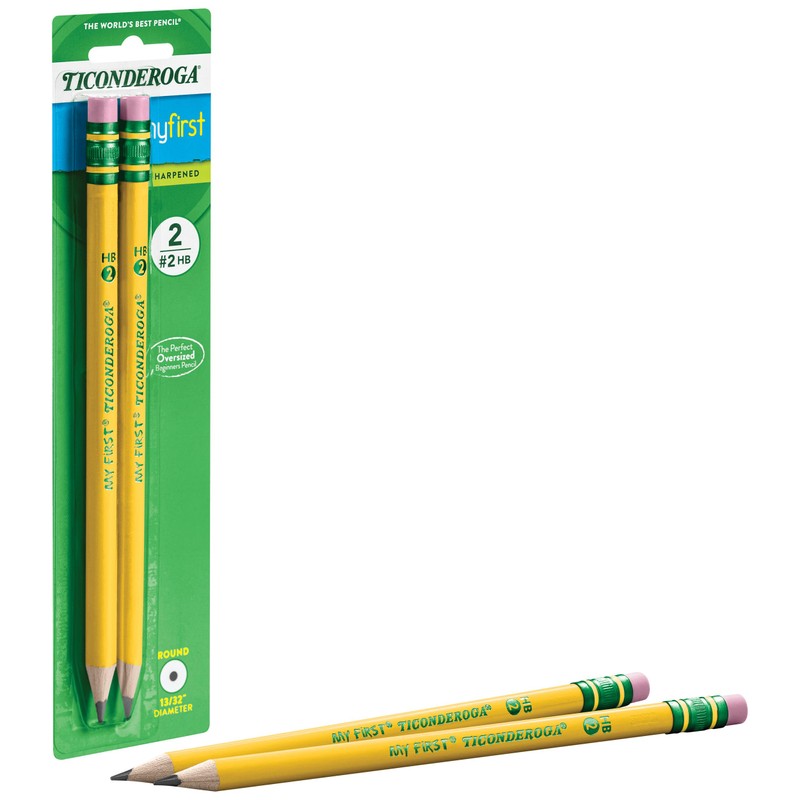 Ticonderoga My First Wood-Cased Pencils, 2 HB Soft, Pre-Sharpened, Yellow,