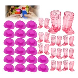 40pcs Vasitos Botas Vaqueras Con Sombrero 1 Oz Para Fiesta