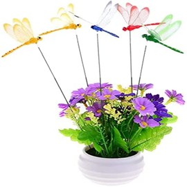 24 Pieces 3D Dragonfly Garden Decor Dragon Fly Garden Stakes Dragonflies Garden Ornaments Patio Decoration Dragonfly Stakes with Sticks, 4 Colors