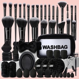 HGHDBT 65Pcs Black Makeup Brushes Set Professional Makeup Kit Multi-functional Makeup Tool Set with Case Facial Makeup Accessories, Foundation Makeup Brush Kit Eye and Face Make up Brushes & Tools