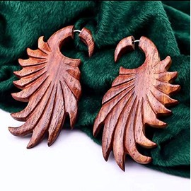 Tribal Handcrafted Faux Gauge Wooden Earrings
