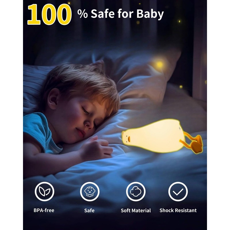 Daixinde Lying Flat Duck Night Light, Squishy Duck Lamp with