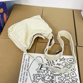 Boziee Small Canvas Shoulder Bag Women/Men Vintage Shoulder Bag Leisure Crossbody Bag for Everyday and Travel, White