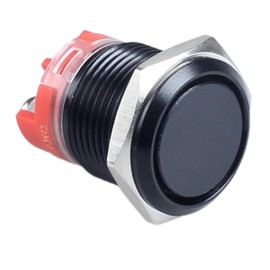 DMWD 16mm Heavy Duty Latching Metal Push Button Switch Waterproof 20Amp 12V 24V 110V ON-Off 1NO 2 Screw Terminals for 5/8" Mounting Hole Without LED Black Shell for Marine Boat Truck