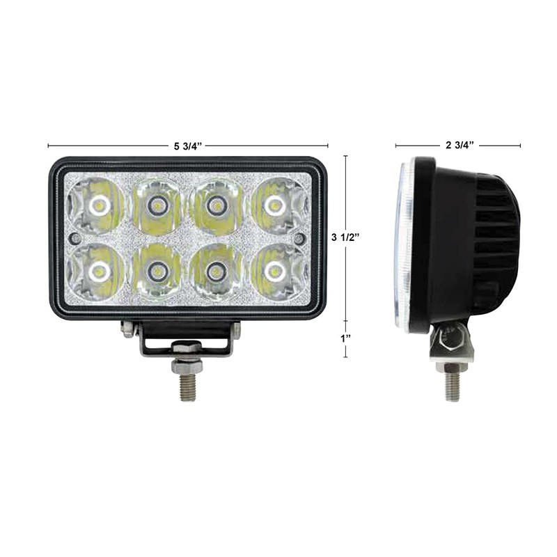 United Pacific 36507 8 High Power LED Rectangular Work Light