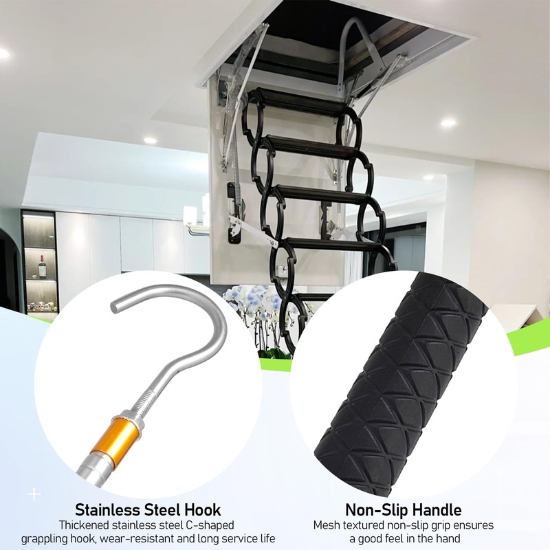 Attic Ladder Pull Down System Kit -60 Inch Telescopic Rod