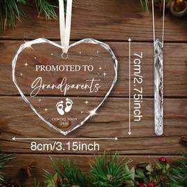 Grandparents to Be Gifts - Promoted to Grandparents 2026 Ornament - 3 Inches Heart Crystal Father for Grandma Grandpa - First Grandbaby Announcement Gift for Grandma Grandpa - A06