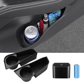 Canvcle Car Door Side Storage Box and Trash Can for 2021-2025 Nissan Rogue Accessories Front Door Insert Tray Organizer Door Slot Storage Protector Garbage Bin with Trash Bags 4PCS