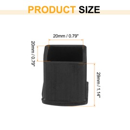 sourcing map Rubber Furniture Leg Caps, 4Pcs 20x20mm Rectangle Thick Chair Leg Tips Caps, Furniture Foot End Caps Covers Floor Protectors for Table, Chair, Machinery Equipment Feet (Black)