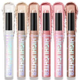 Crema iluminadora en barra de 6 colores – Maquillaje brillante para cara y cuerpo, brillo suave y sedoso, iluminador impermeable de larga duración par