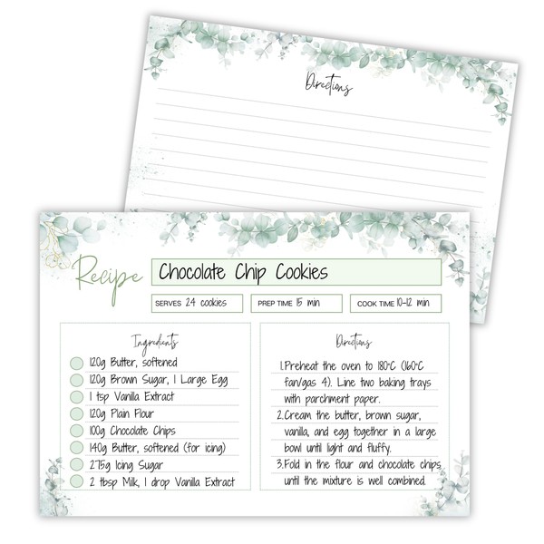 Pack of 50 Recipe Cards - 4x6 Inches, Double-Sided Blank