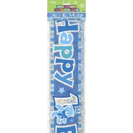 Happy 1st Birthday Blue Prism Banner (3.6 Meter Long) 1 Piece - Perfect for First Birthday Party Decorations