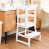 Kitchen Step Stool for Kids with Safety Rail,Solid Wood Construction