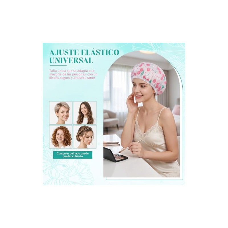 8pcs Gorro Ducha Impermeable Elástico Reutilizable Ajustables Cabello Largo Corto