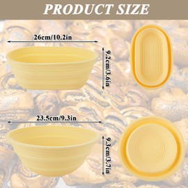 ABuff Banneton Bread Proofing Baskets, Silicone Sourdough Bread Baking Supplies, Set of 4 Foldable Proofing Bowls for Sourdough Bread, 10 inch Oval & 9 inch Round Bread Making Tools