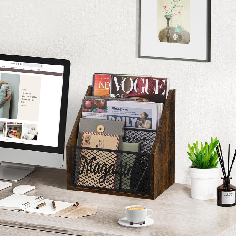 YINMIT Magazine Holder, Stepped 3 Tier Magazine Rack Floor, Magazine