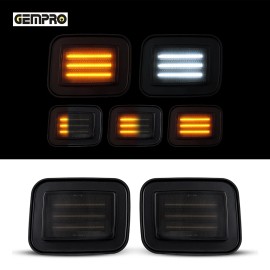 USA  Plug-and-Play Front Bumper Sequential LED Side Marker Light for Hummer H2 2003-2009/H2 SUT 2005-2009Light Color: White+Sequential Amber, Specification: smoke lens