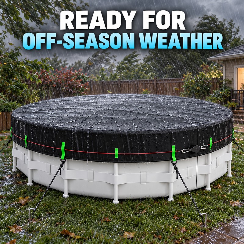 24 Ft Round 420D Oxford Winter Above Ground Pool Cover
