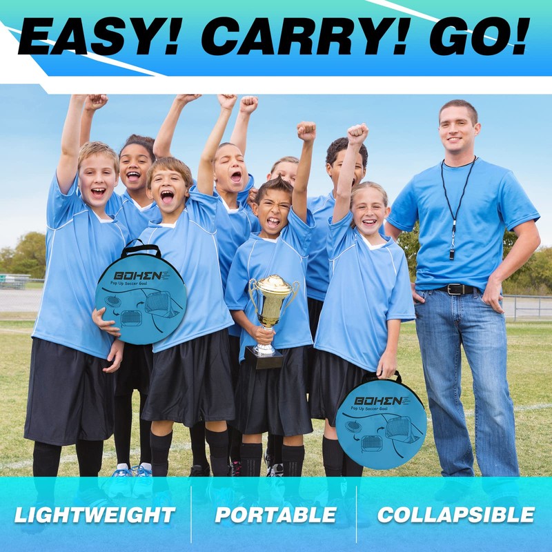 BOHEN Pop Up Soccer Goals for Kids-Foldable Portable Soccer Net
