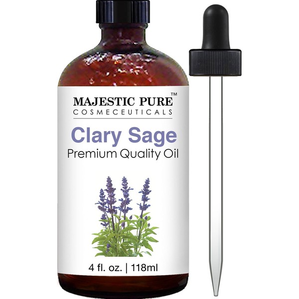 Majestic Pure Clary Sage Oil, Premium Quality, 4 fl. oz.