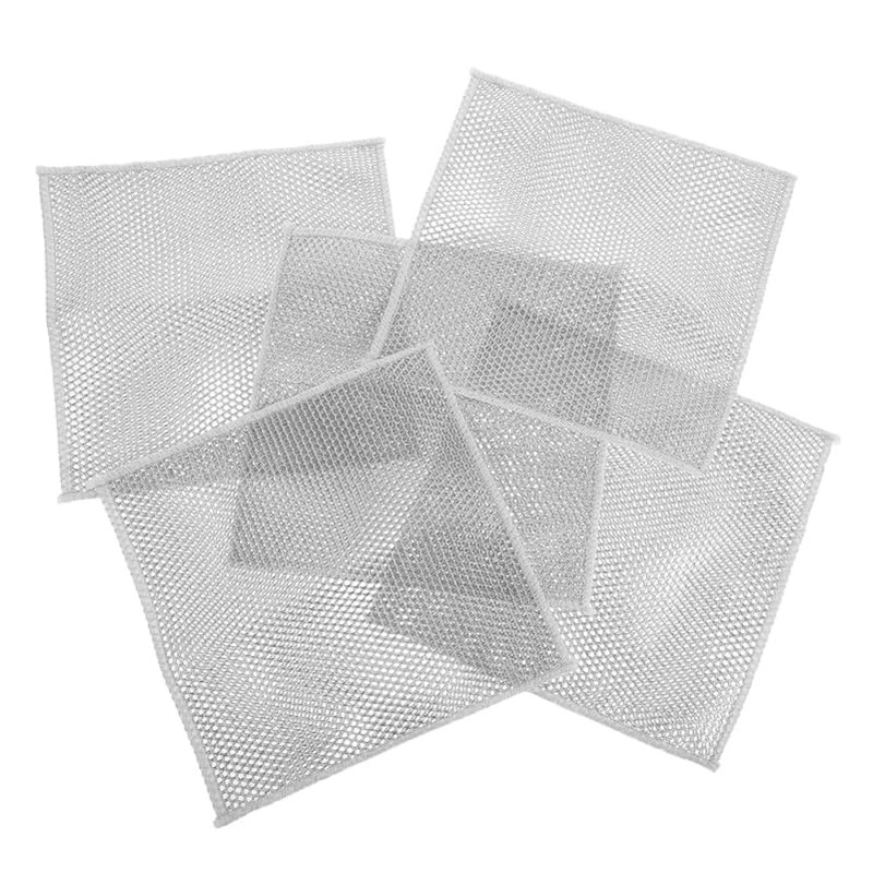 Zerodeko 5 Pack Silver Wire Dish Rags Non-Scratch Dishcloth Wire