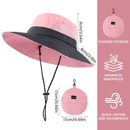 FYting Women's Sun Hat Sun Protection Head Women Men Foldable UPF 50+ Rainproof Sun Protection Quick Drying Beach Swimming Pool Camping Picnic Mountaineering Fishing Travel (Pink), pink, M