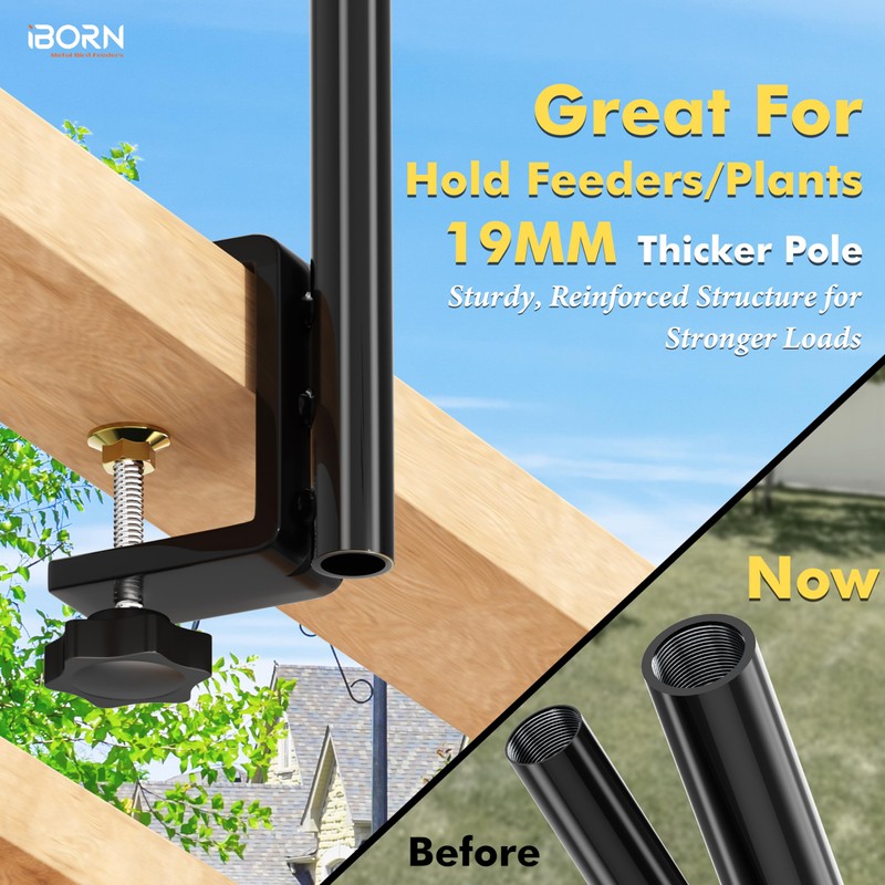 iBorn Bird Feeder Hook for Deck Railing Outside Hanging for